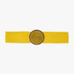 Q2 Yellow woven belt with round buckle with rhinestones