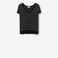 Zigzag V-Neck Knit sweater with dropped sleeves in black