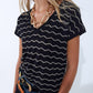 Zigzag V-Neck Knit sweater with dropped sleeves in black