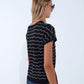 Zigzag V-Neck Knit sweater with dropped sleeves in black