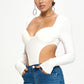 Cut Out Side Long Sleeve Knit Bodysuit - Szua Store