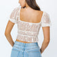 Short Sleeve Ruched Embroidery Crop Top Szua Store