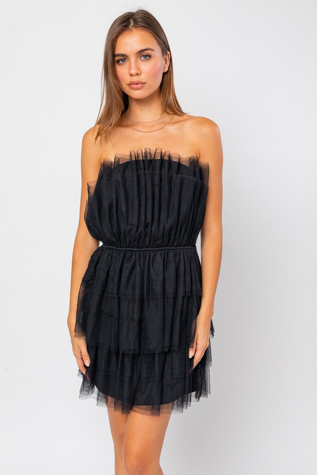 Flirty and Fun Off Shoulder Layered Mesh Dress - Szua Store