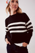 2 in 1 Striped sweater with shirt underlay in black Szua Store