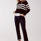 2 in 1 Striped sweater with shirt underlay in black Szua Store