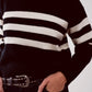 2 in 1 Striped sweater with shirt underlay in black Szua Store