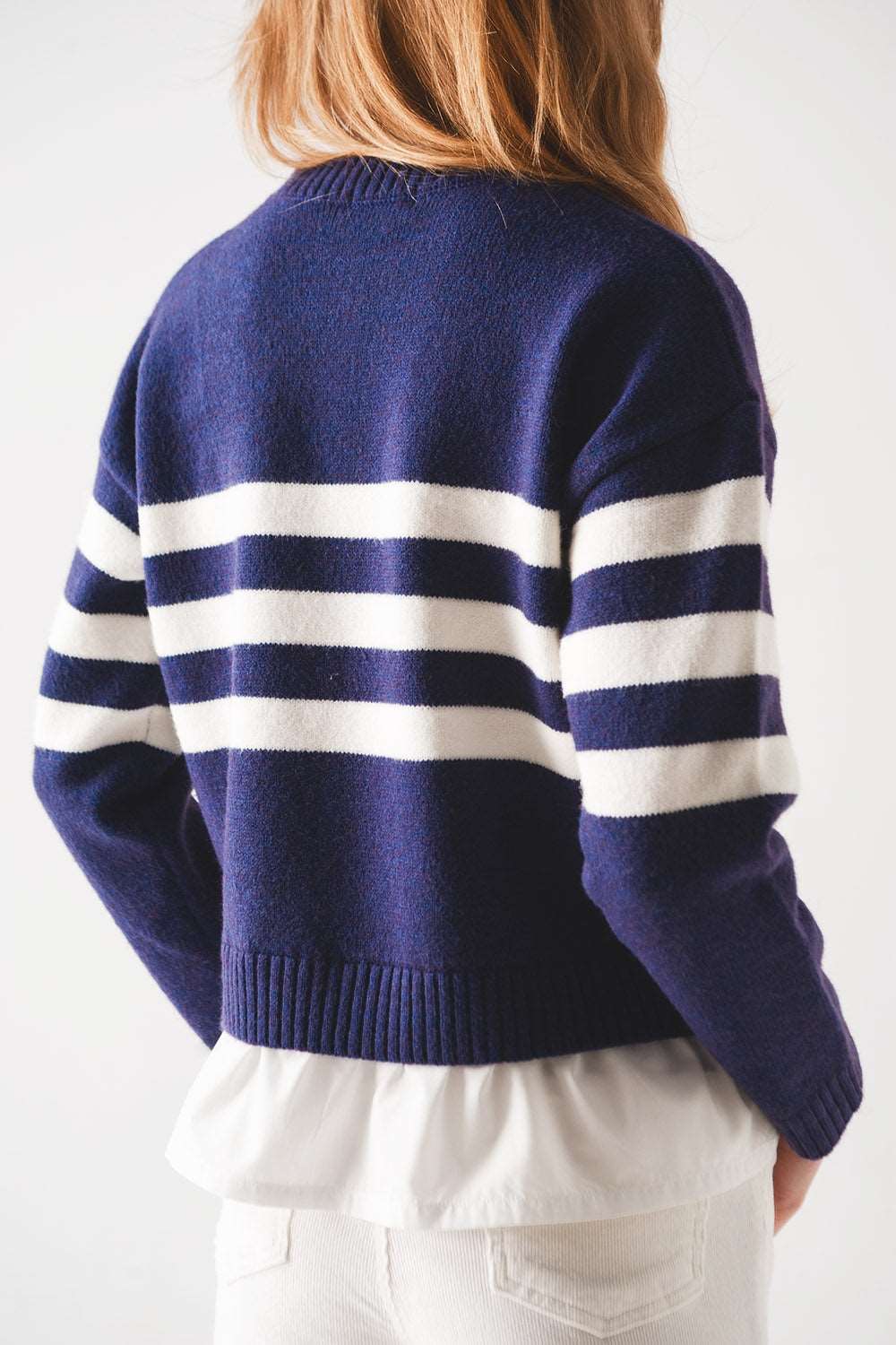 2 in 1 Striped sweater with shirt underlay in purple Szua Store