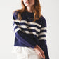 2 in 1 Striped sweater with shirt underlay in purple Szua Store