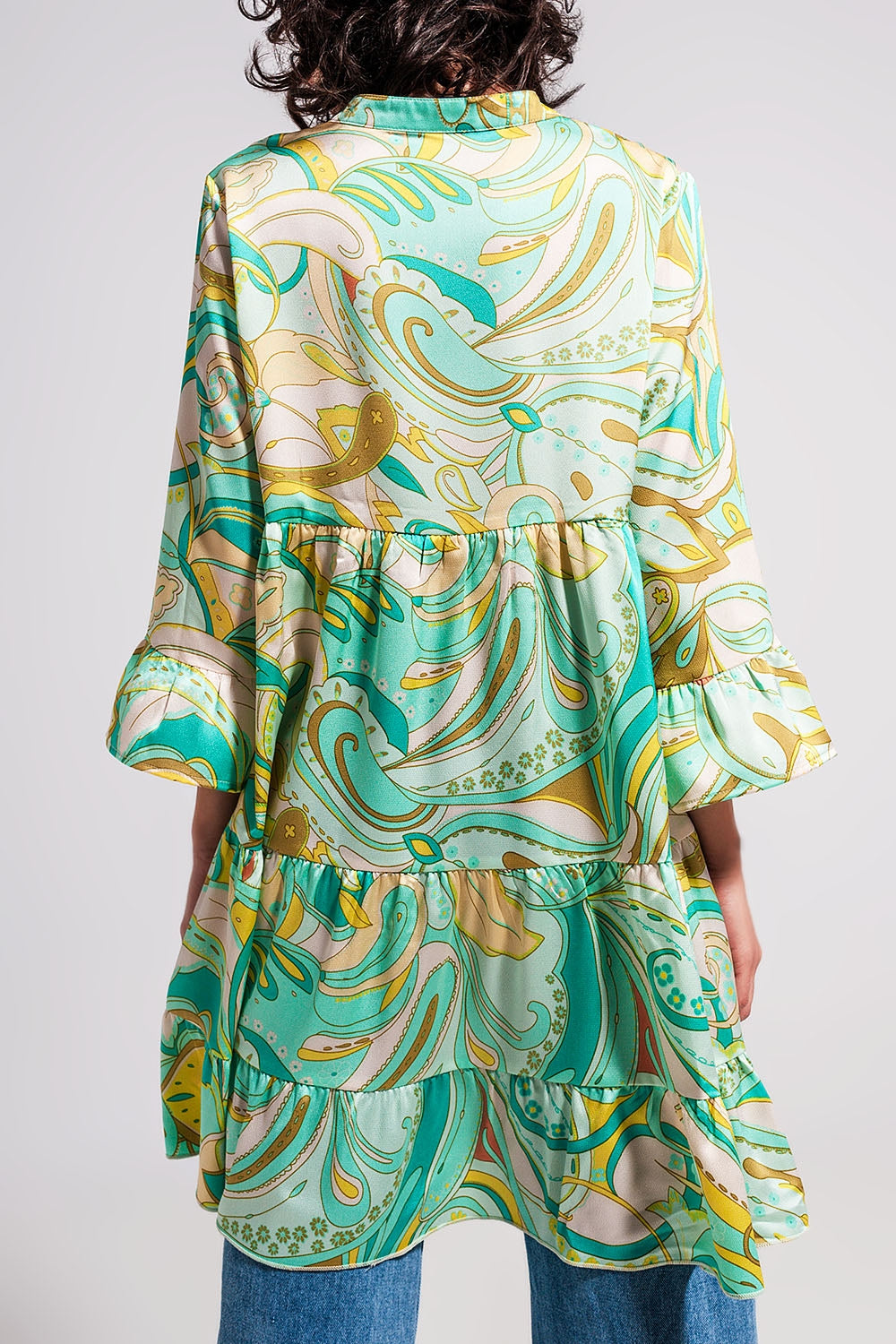 3/4 sleeve mini dress in green Szua Store