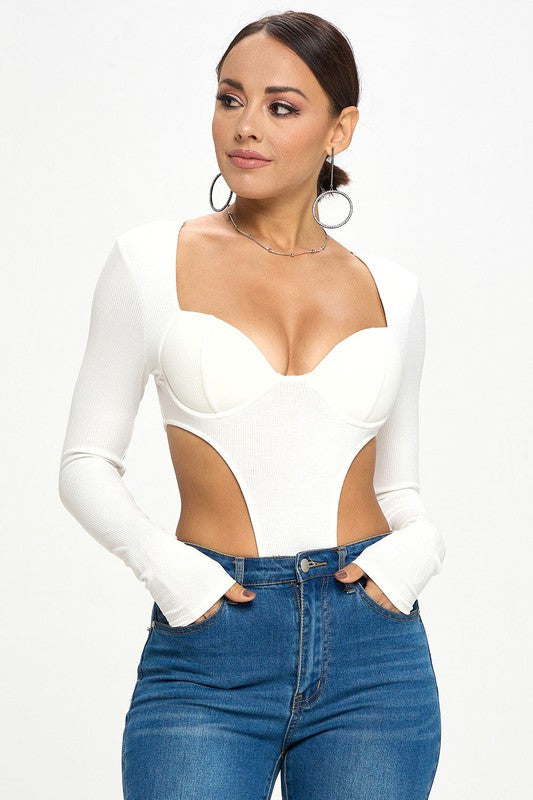 Cut Out Side Long Sleeve Knit Bodysuit – Szua Store