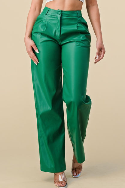 Faux-Leather Pant Green Szua Store