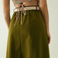 A line Midi Khaki Skirt With Pockets in Khaki