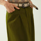 A line Midi Khaki Skirt With Pockets in Khaki