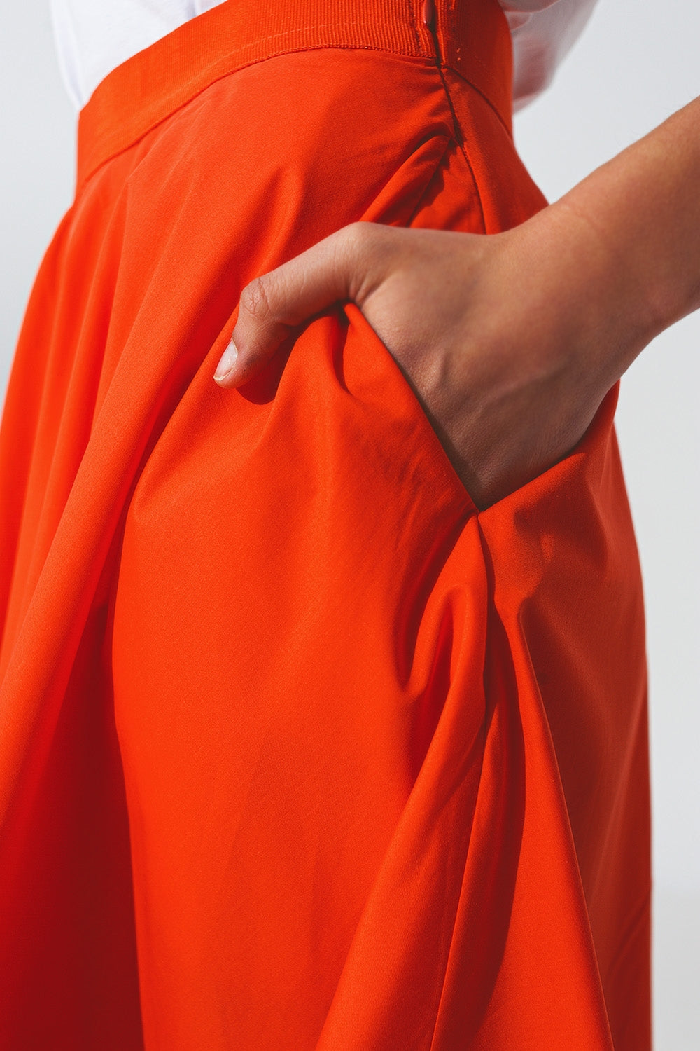 A-line skirt with elastic waist band in Orange - Szua Store