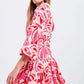 Abstract floral mini dress in pink and red Szua Store