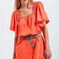 Angel sleeve mini dress in orange Szua Store