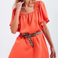 Angel sleeve mini dress in orange Szua Store