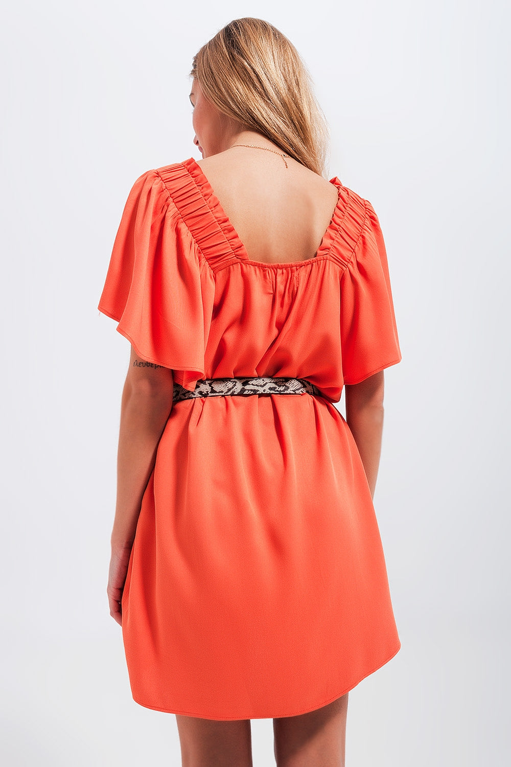 Angel sleeve mini dress in orange Szua Store