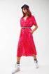 Q2 Animal Print buttoned dress in Fuchsia