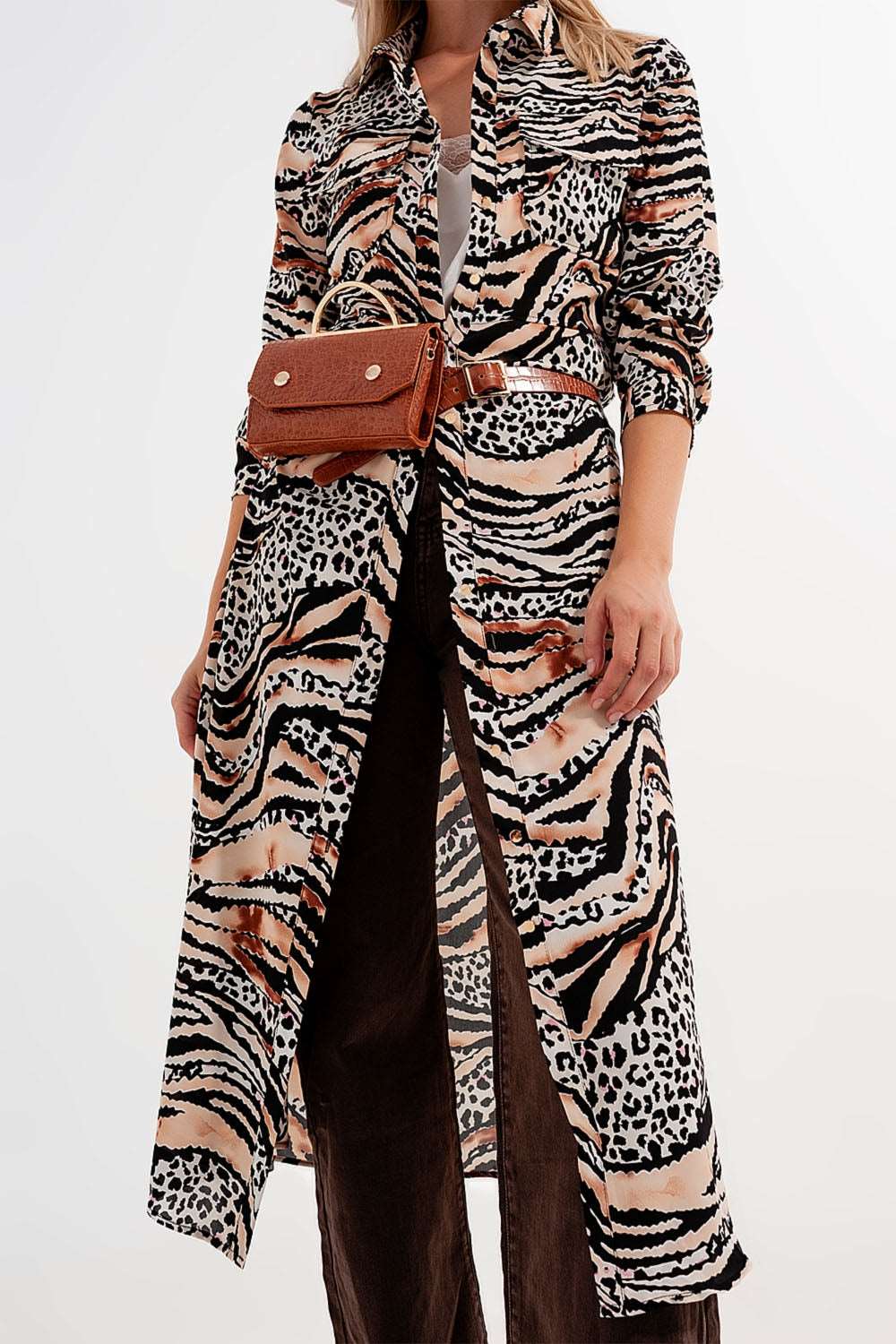 Animal shirt dress in natural Szua Store