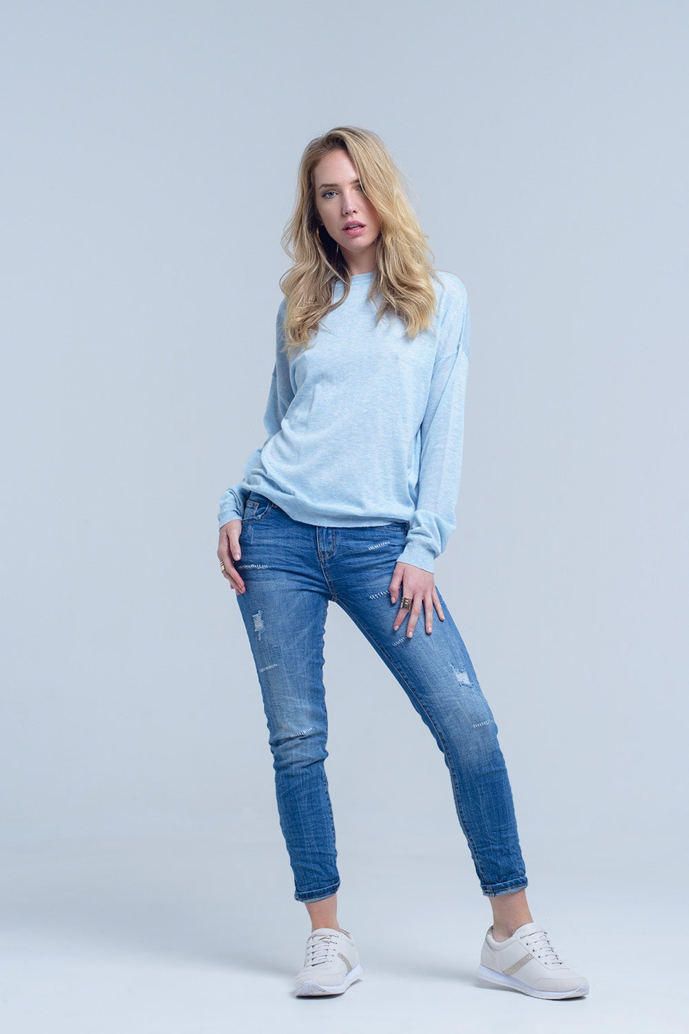 Ankle jeans with rip and repair Szua Store