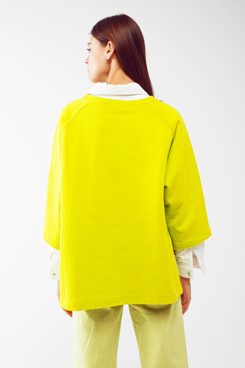 Assymetric sweatshirt with Vintage 18 Text in lime - Szua Store