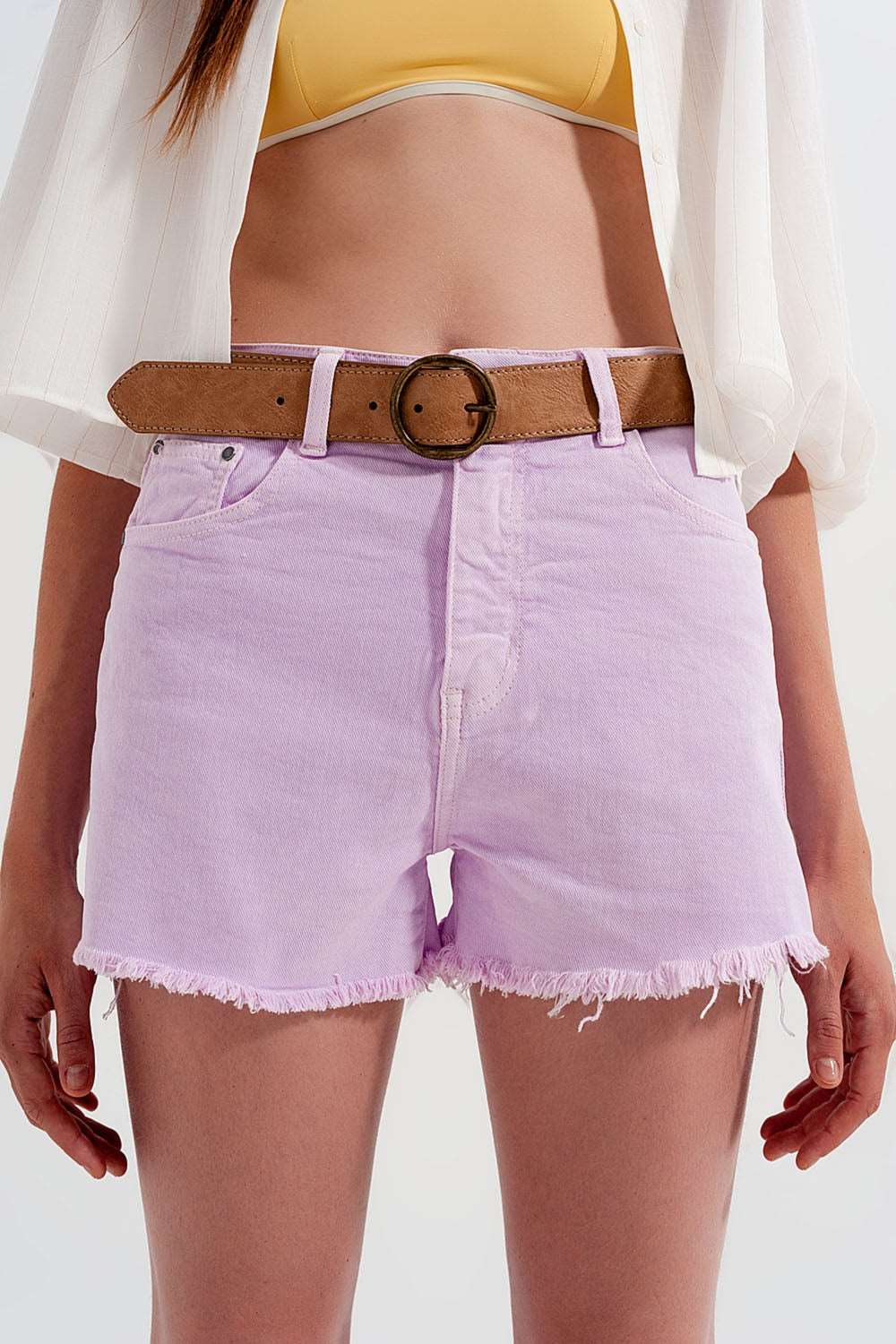 Baggy tomboy short in lilac denim Szua Store