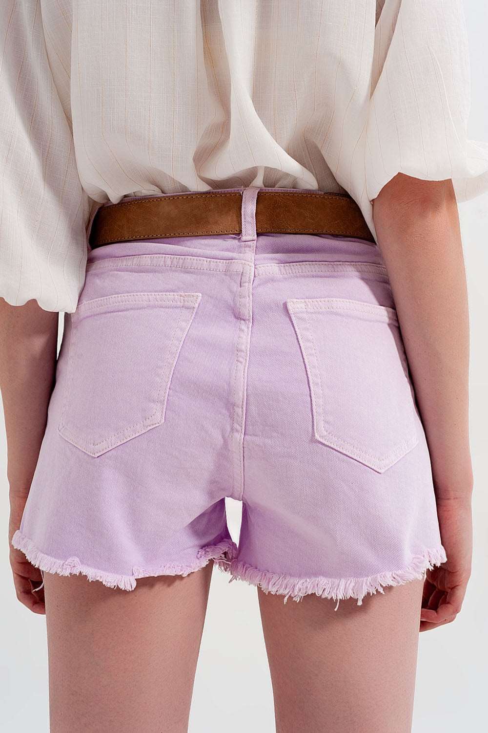 Baggy tomboy short in lilac denim Szua Store