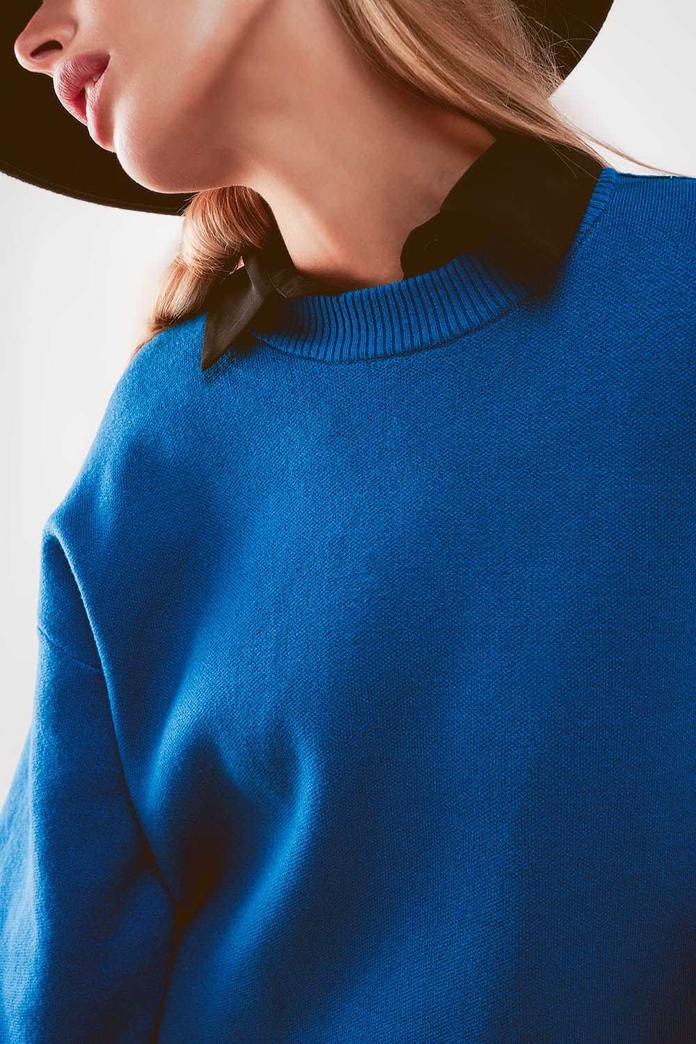 Balloon sleeve knitted jumper in blue Szua Store