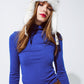 Basic blue fine knit bodycon sweater