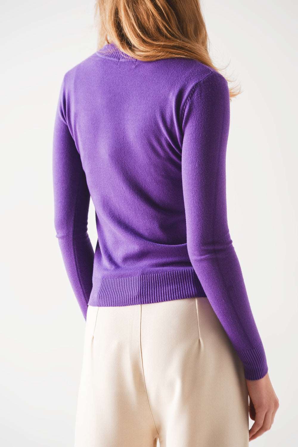 Basic Fine knit high neck jumper in purple Szua Store