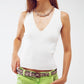 Basic Rib Knit Top In White - Szua Store