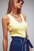 Q2 Basic Rib Knit Top In Yellow