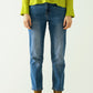 Q2 Basic straight jeans with five pockets and frontal metalic button closure