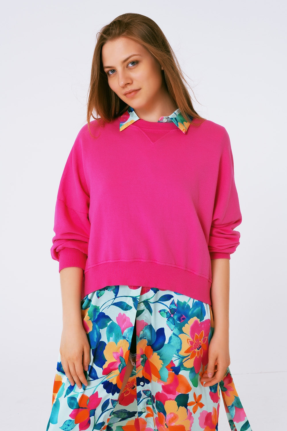 Basic sweatshirt in fucshia - Szua Store