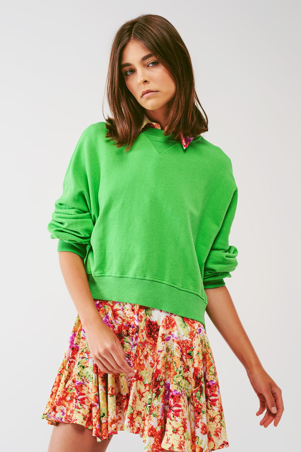 Q2 Basic sweatshirt in Green