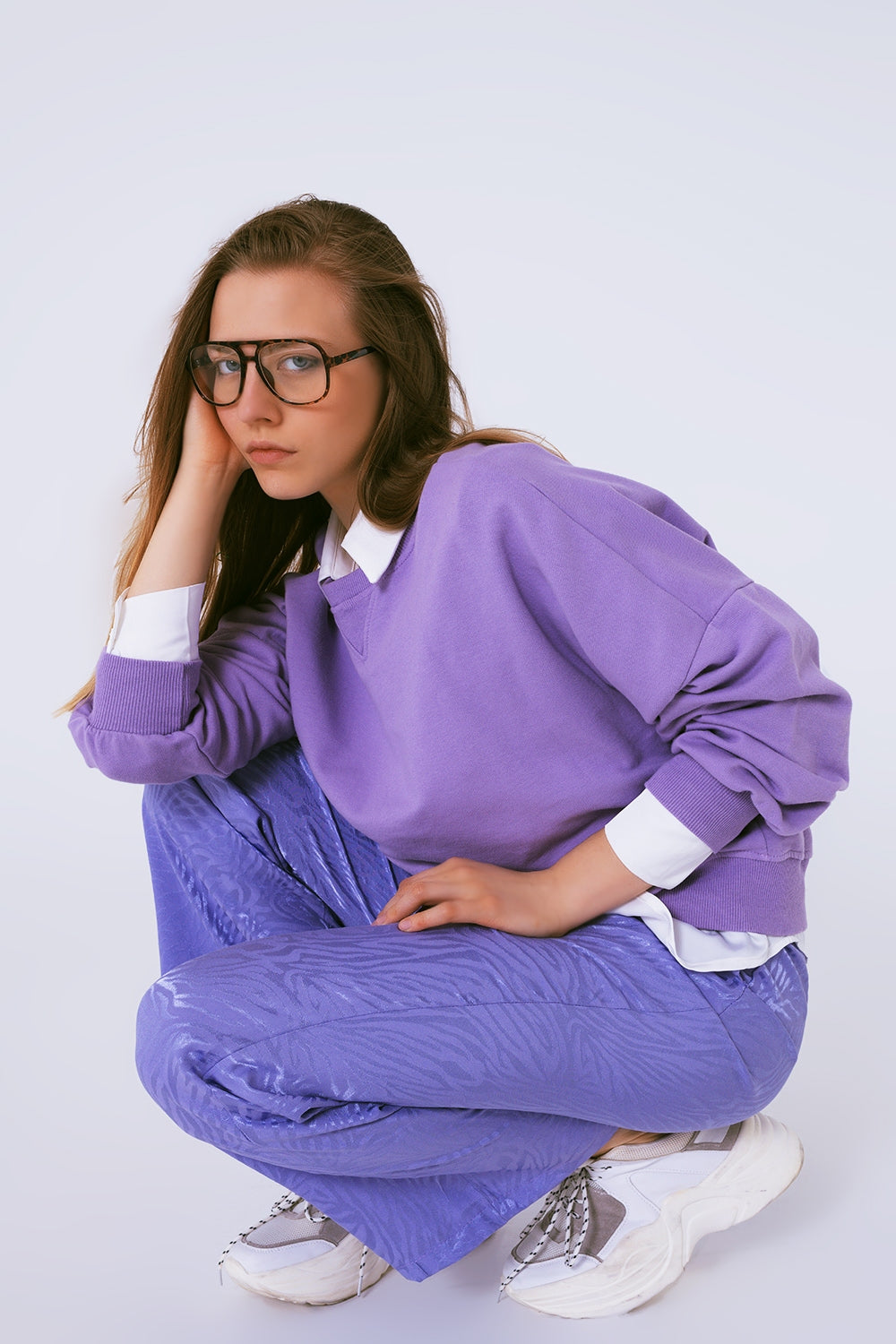 Q2 Basic sweatshirt in purple