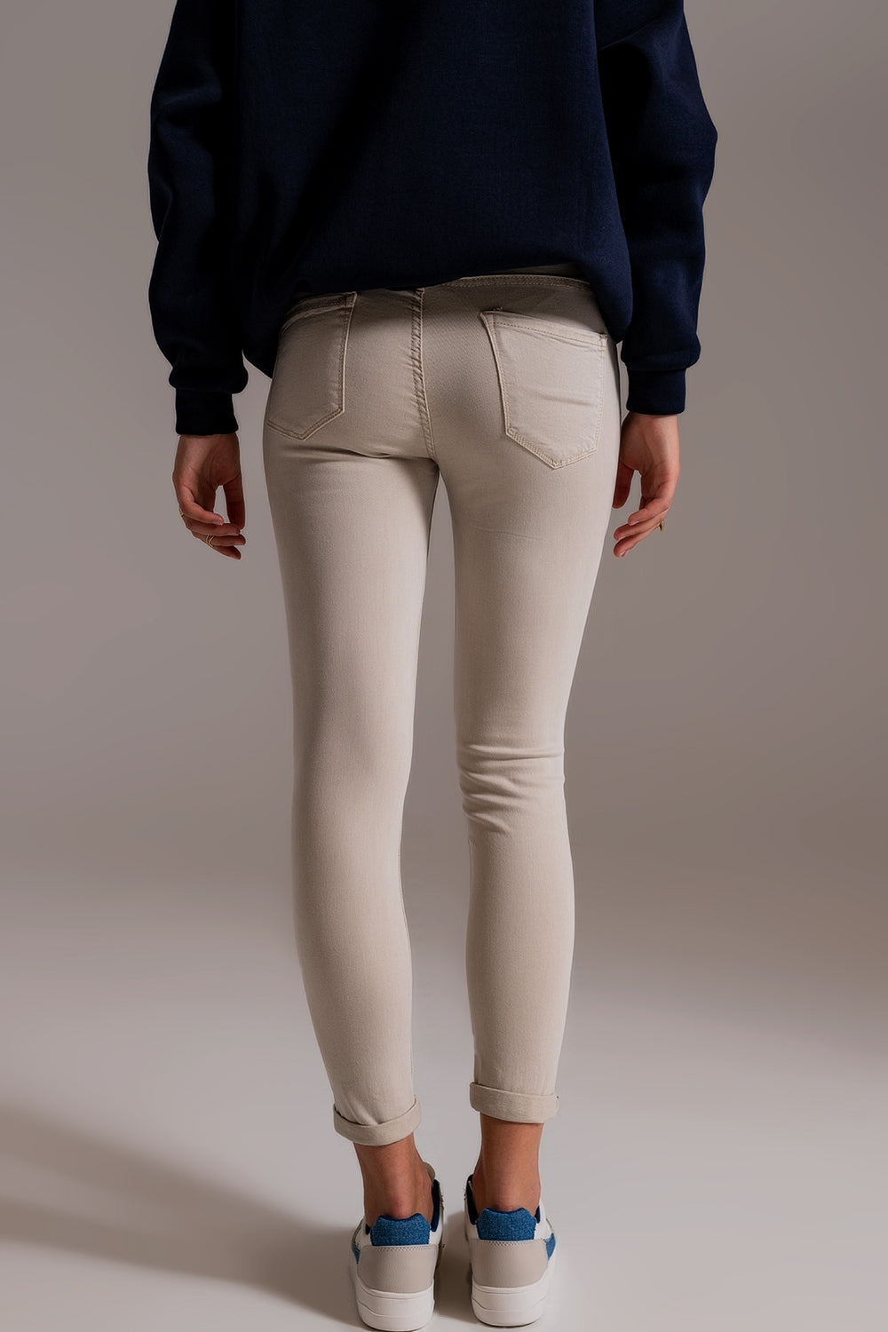 Beige ankle jeans with soft wrinkles - Szua Store