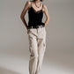 Beige cargo pants with elasticated waist and hem - Szua Store