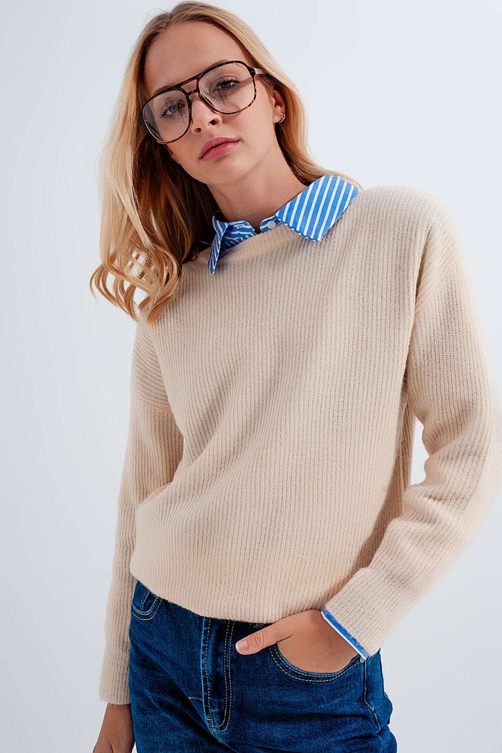 Beige crew neck jumper Szua Store