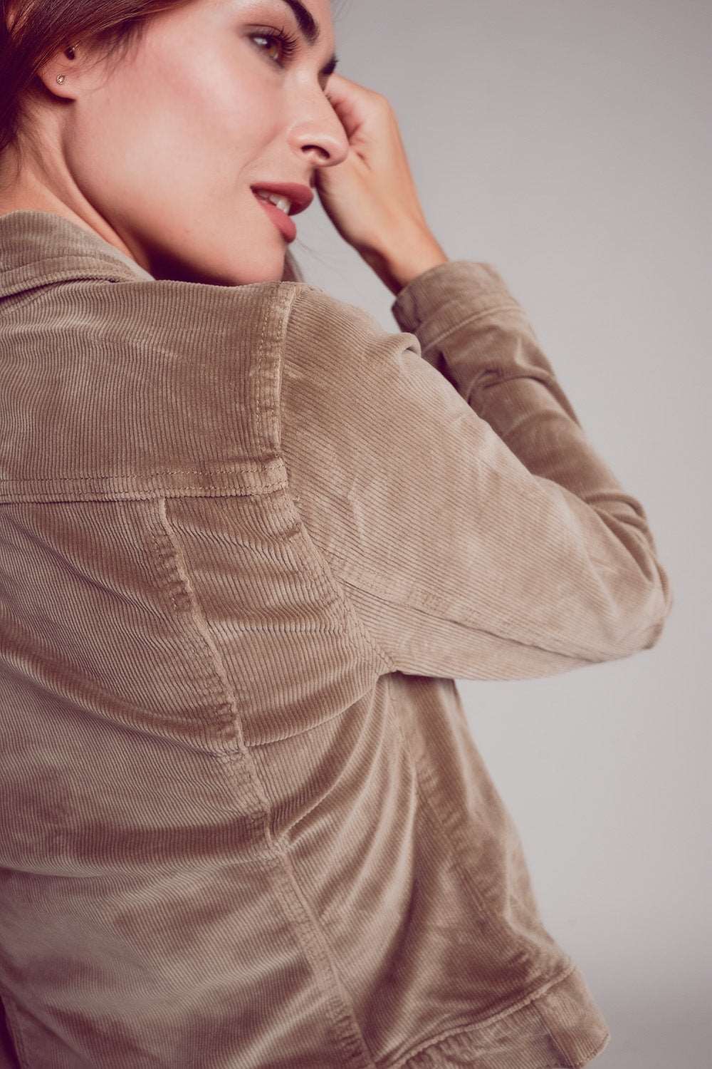 Beige cropped cord jacket Szua Store