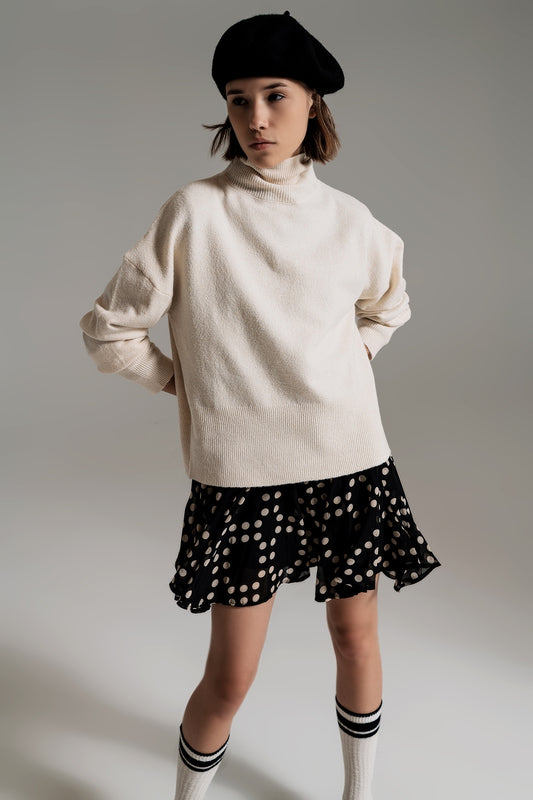 Beige turtleneck sweater in a soft knitted fabric - Szua Store