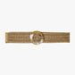 Q2 Beige woven belt with round buckle with marble effect