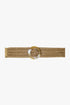 Q2 Beige woven belt with round buckle with marble effect