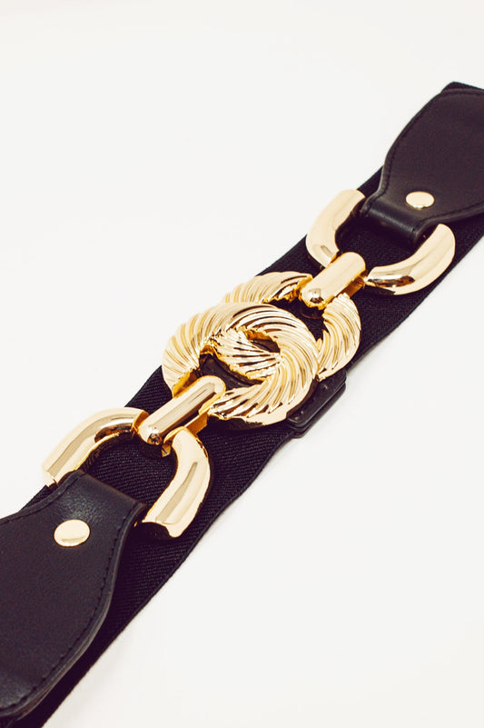 Belt With Golden Infinity Buckle in Black - Szua Store
