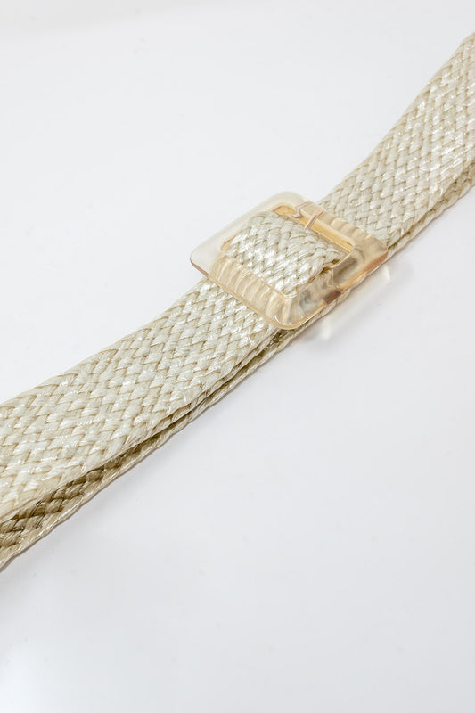 Belt with Square Buckle in White - Szua Store