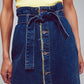 Belted Buttoned Denim Maxi Skirt - Szua Store