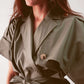 Belted jacket with drop shoulder in khaki Szua Store