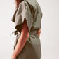 Belted jacket with drop shoulder in khaki Szua Store