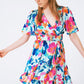 Q2 belted soft satin dress with flower print